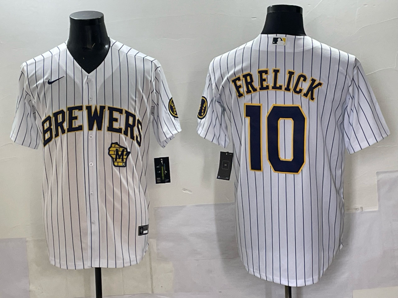 Men Milwaukee Brewers #10 Frelick white 2025 Nike NFL JERSEY 002